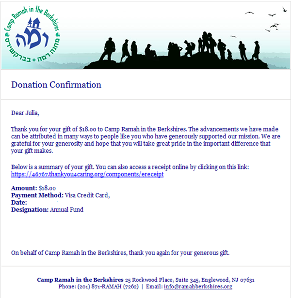 camp ramah donation confirmation camp ramah donation confirmation
